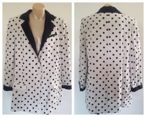 BEC & BRIDGE Womens Creme & Black Polka Dot Linen Jacket Blazer Size 12 BNWT