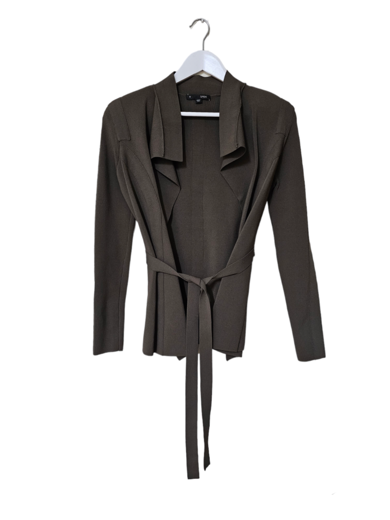 SABA Olive / Dark Green Long Sleeve Collard Cardigan / Jacket Size 8