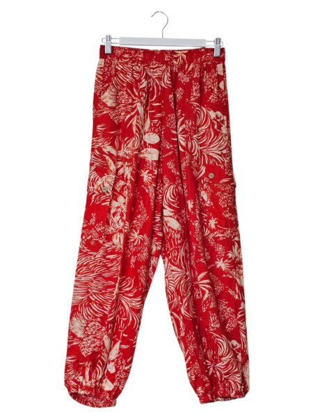 CHRISTIAN SIRIANO New York Red & White Linen Blend Cargo Pants Size XS
